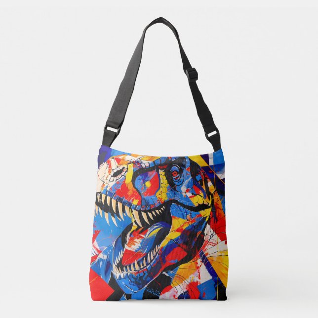 Wild Retro T-rex Dinosaur Fusion Crossbody Bag (Front)