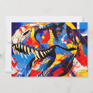Wild Retro T-rex Dinosaur Fusion Holiday Card