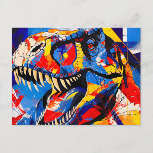 Wild Retro T-rex Dinosaur Fusion Holiday Postcard