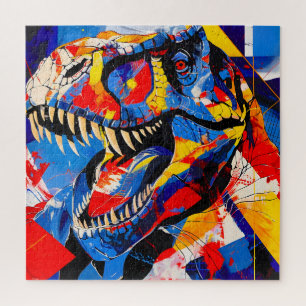Wild Retro T-rex Dinosaur Fusion Jigsaw Puzzle