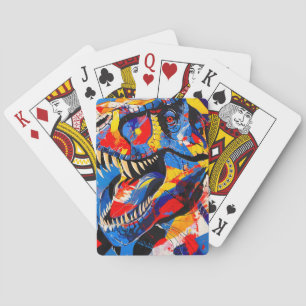 Wild Retro T-rex Dinosaur Fusion Playing Cards