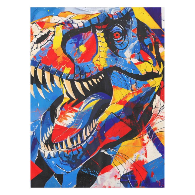 Wild Retro T-rex Dinosaur Fusion Tablecloth (Front)