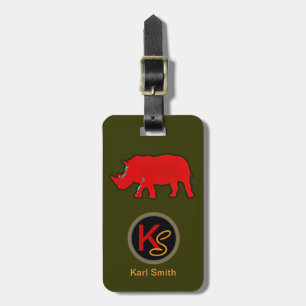 wild rhinoceros add name . monogram luggage tag