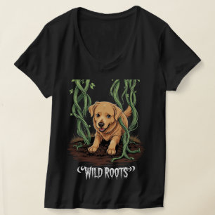 Wild Roots – Spooky Golden Retriever Garden Design T-Shirt