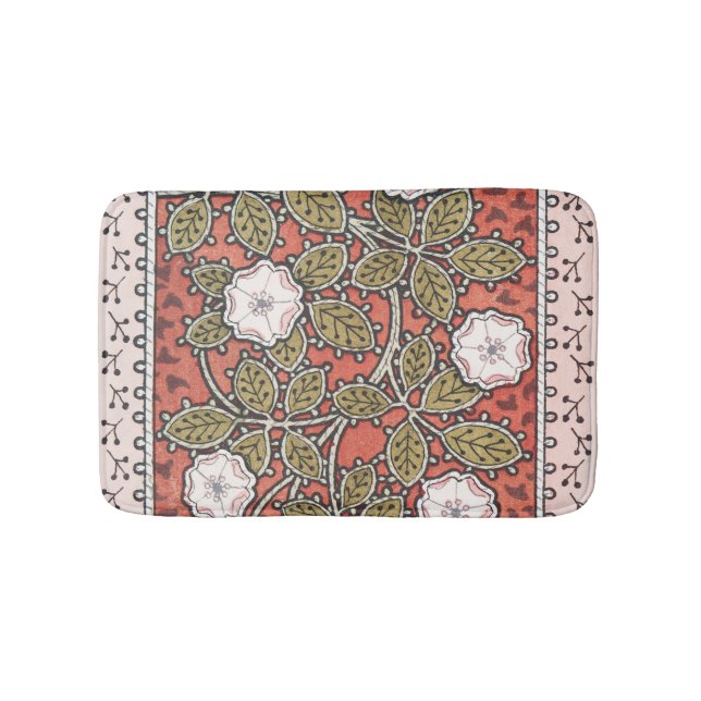 Wild Rose Art Illustration Flower Vintage Bath Mat (Front)