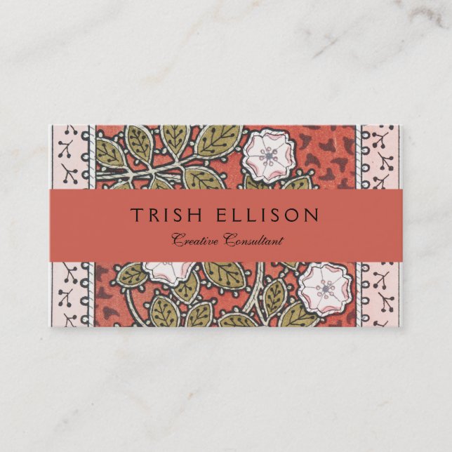 Wild Rose Art Illustration Flower Vintage Business Card (Front)
