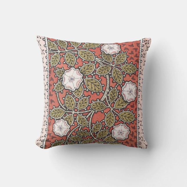 Wild Rose Art Illustration Flower Vintage Cushion (Front)