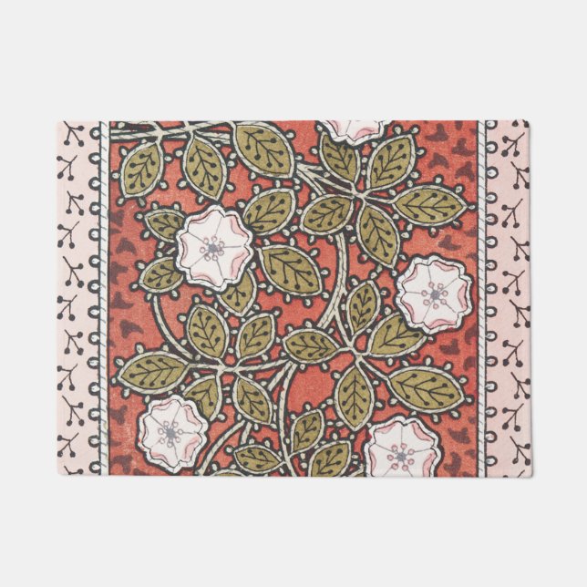 Wild Rose Art Illustration Flower Vintage Doormat (Front)