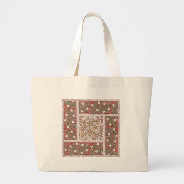 Wild Rose Art Illustration Flower Vintage Large Tote Bag (Front)