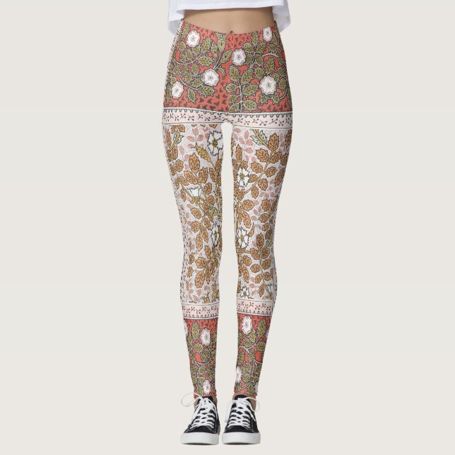 Wild Rose Art Illustration Flower Vintage Leggings (Front)