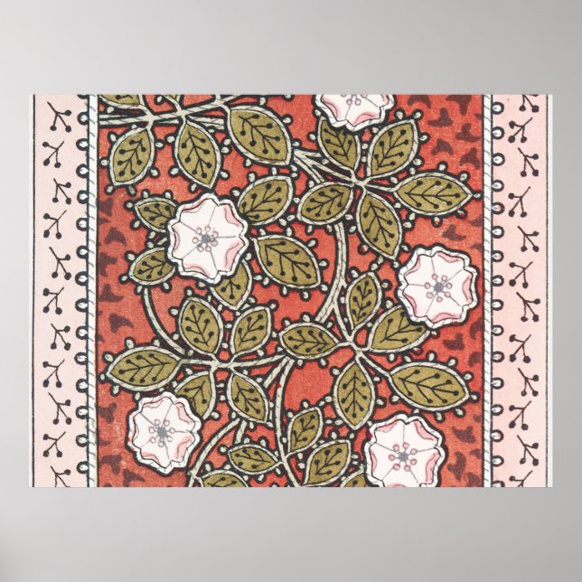 Wild Rose Art Illustration Flower Vintage Poster (Front)