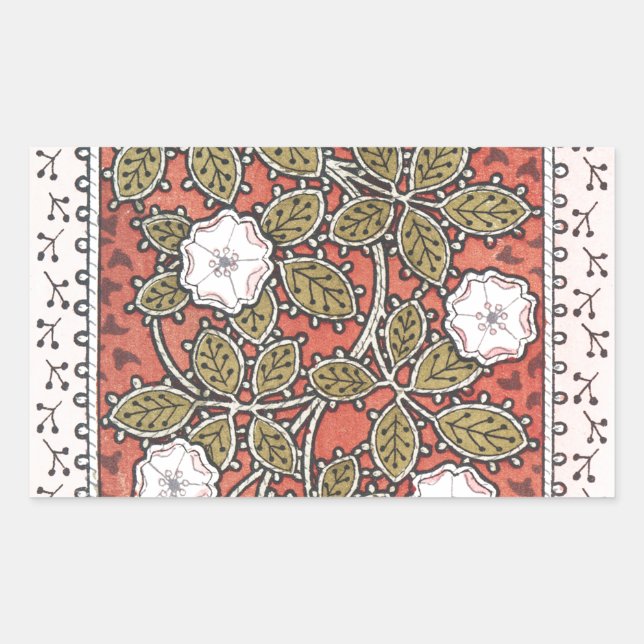 Wild Rose Art Illustration Flower Vintage Rectangular Sticker (Front)