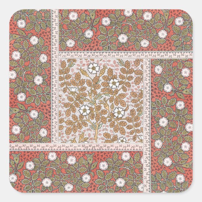 Wild Rose Art Illustration Flower Vintage Square Sticker (Front)