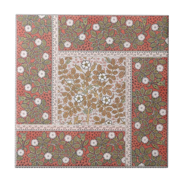 Wild Rose Art Illustration Flower Vintage Tile (Front)