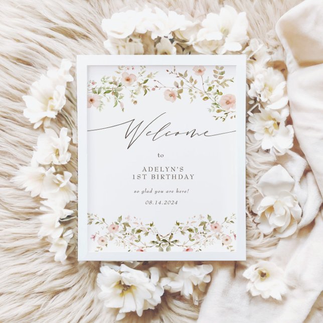 Wild Rose Baby First Birthday Welcome Sign (Creator Uploaded)