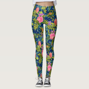Wild rose, blue background, wild rose, roses, pink leggings
