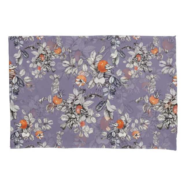 Wild Rose Branches: Purple Pattern. Pillowcase (Front)