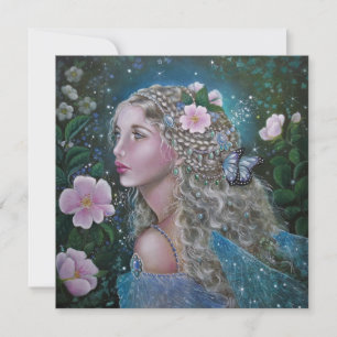 Wild rose fairy square greeting card
