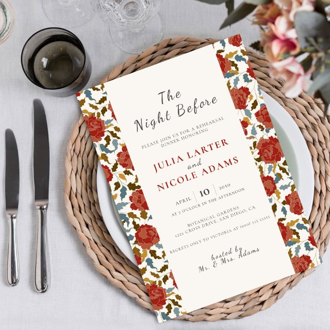 Wild Rose Floral Garden Affair Rehearsal Dinner Invitation (Creator Uploaded)