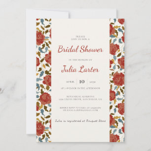 Wild Rose Floral Petal Garden Affair Bridal Shower Invitation