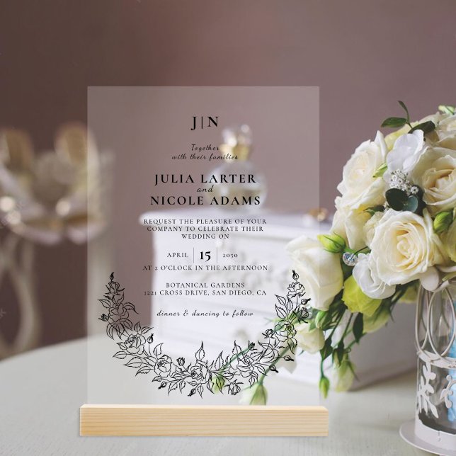 Wild Rose Floral Petals Garden Affair Wedding Acrylic Invitations (Creator Uploaded)