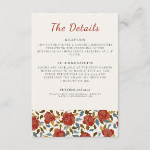 Wild Rose Floral Petals Garden Affair Wedding Enclosure Card