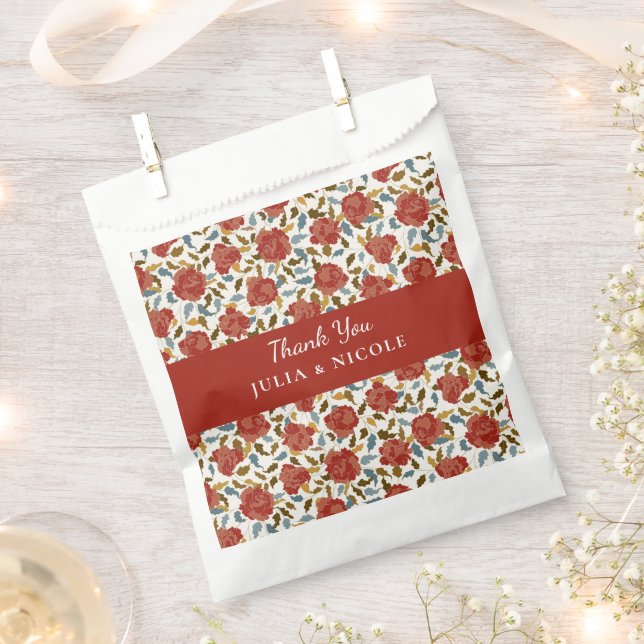 Wild Rose Floral Petals Garden Affair Wedding Favour Bags (Clipped)