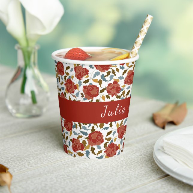 Wild Rose Floral Petals Garden Affair Wedding Paper Cups (Insitu)