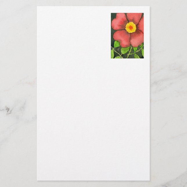 "Wild Rose" Floral Stationery (Front)