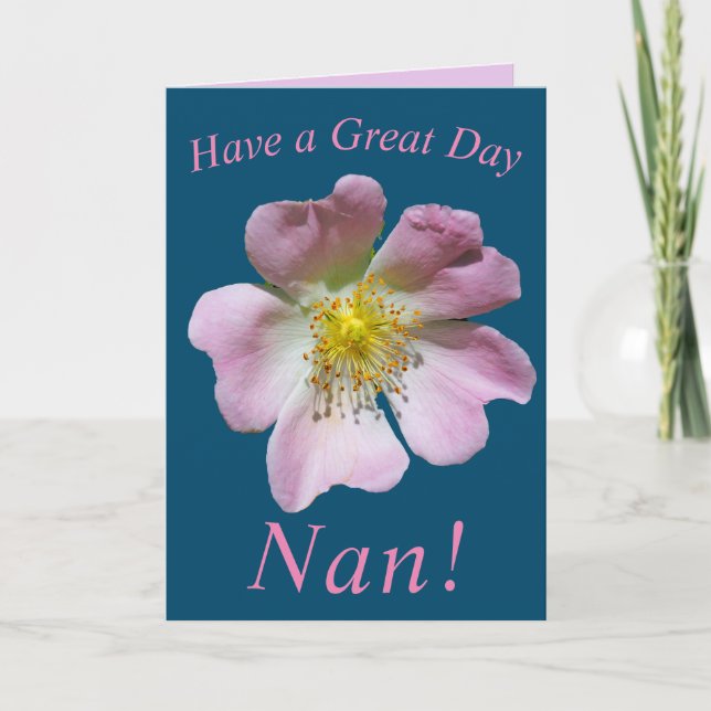 Wild Rose Flower Birthday Card for Nan (Front)
