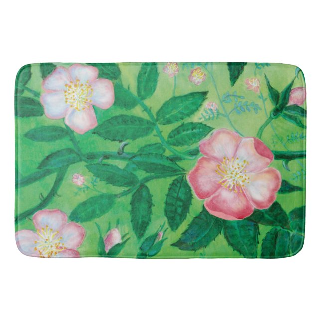 Wild rose flowers  bath mat (Front)