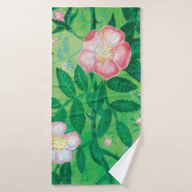 Wild rose flowers   bath towel (Bath Towel)