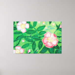 Wild rose flowers canvas print