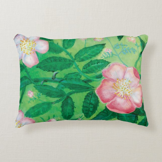 Wild rose flowers   decorative cushion (Front)