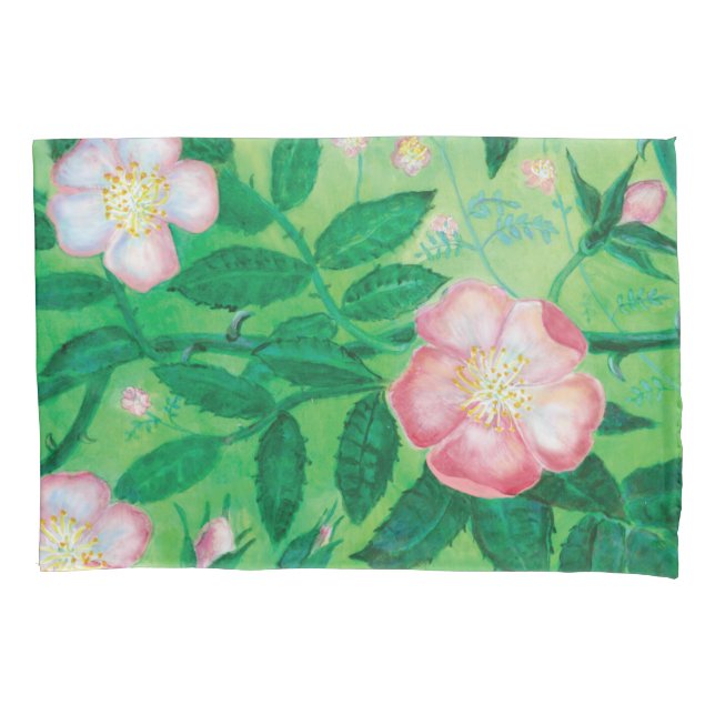 Wild rose flowers   pillowcase (Front)