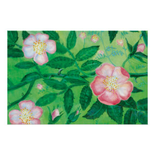 Wild rose flowers poster