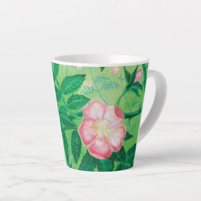 Wild rose flowers  Small Latte Mug (Right Angle)