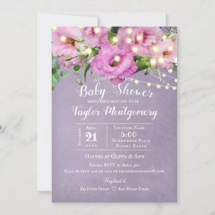 Wild Rose Garden   Lilac Baby Shower Invitation