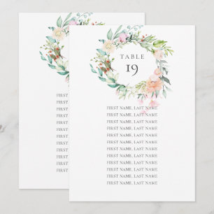 Wild Rose Garland Seating Chart Table Number