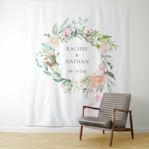 Wild Rose Garland Wedding Photo Booth Backdrop Tapestry