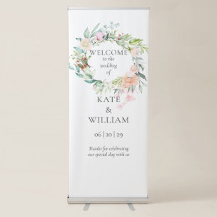Wild Rose Garland Wedding Welcome Retractable Banner