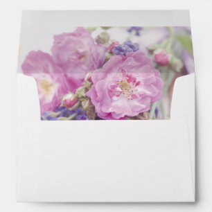 Wild Rose & Lavender Summer Flower Wedding Envelopes