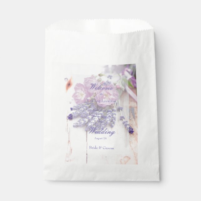 Wild Rose & Lavender Summer Flower  Wedding Favour Bags (Front)