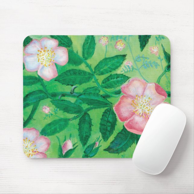 Wild Rose Rosa Canina flowering   Mouse Mat (With Mouse)