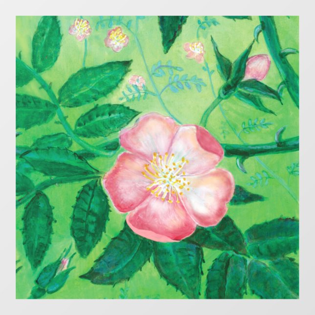 Wild Rose Rosa Canina flowering  Window Cling (Sheet)