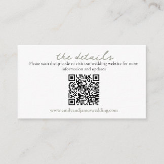 Wild Rose Sage Wedding QR Enclosure Card