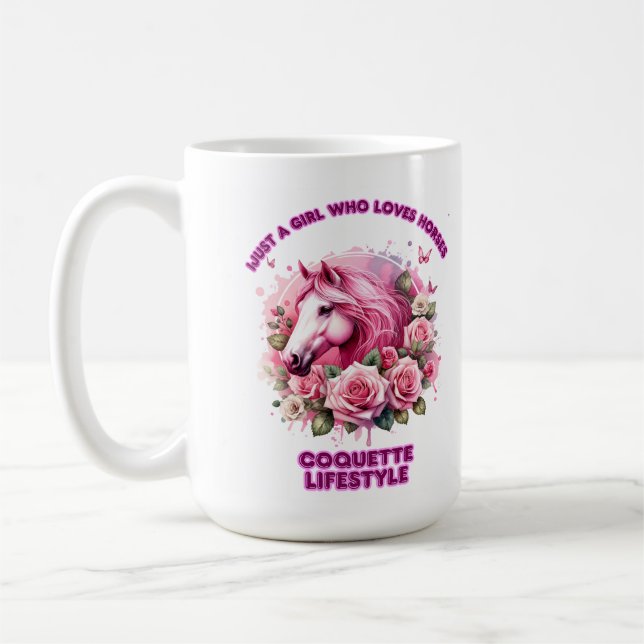 "Wild Rose Spirit"Coquette Woman T Shirt Coffee Mug (Left)