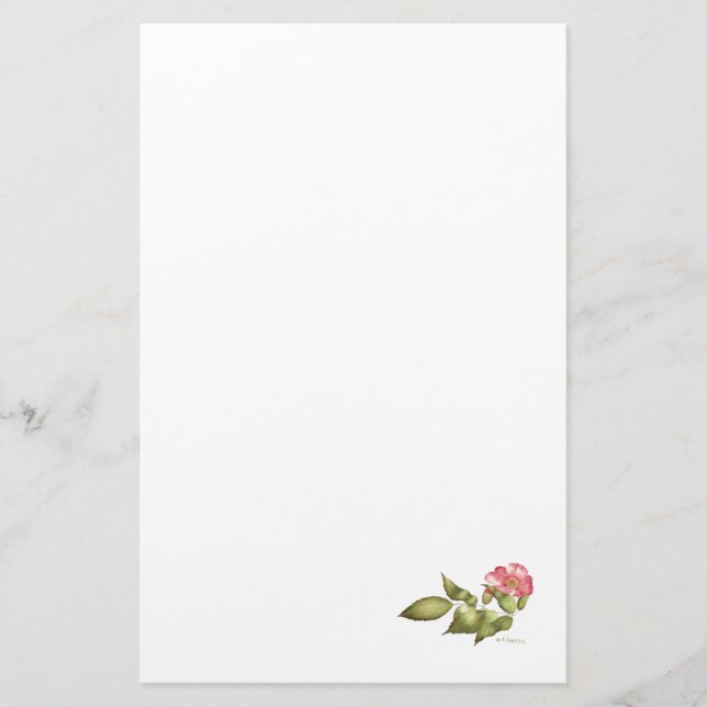 Wild rose watercolor stationery (Front)