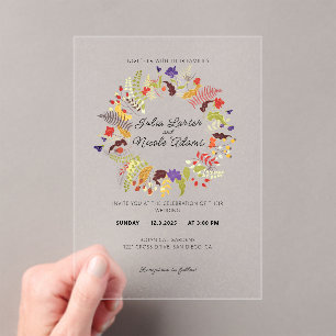 Wild Rose Woods Exotic Flower Garden Wedding Acrylic Invitations