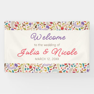 Wild Rose Woods Exotic Flower Garden Wedding Banner